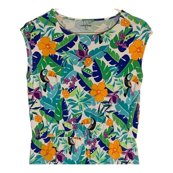 Lands' End Ladies Swim Cover-Up Size XL Dress Summer Tropical Beach Floral - Picture 2 of 13